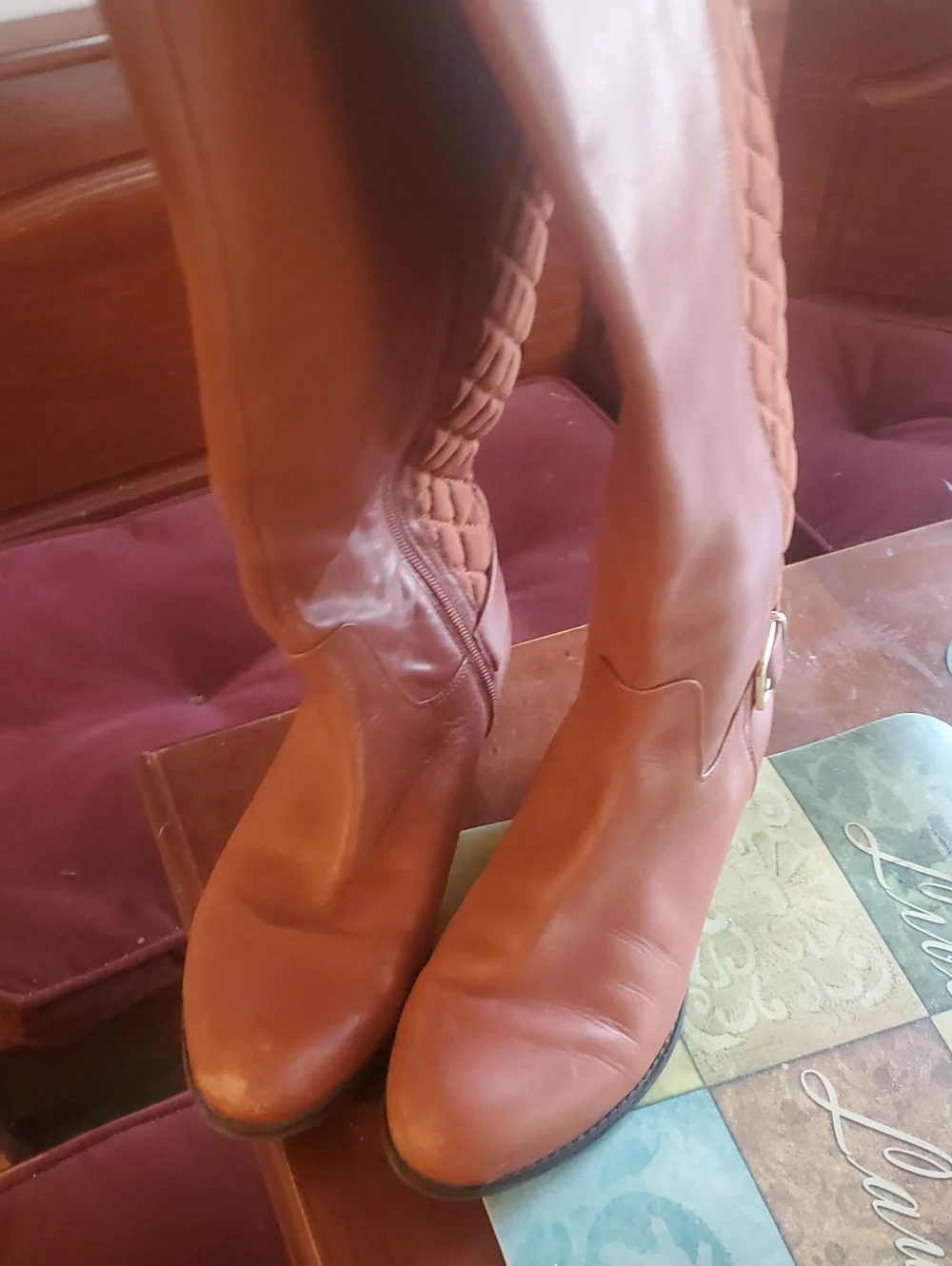 Isaac Mizrahi Live! Leather Riding Boots Wide Calf -Standard Sz10 Women